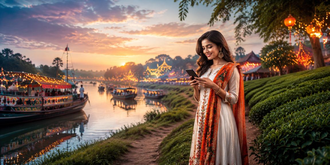 বরিশালে পহেলা বৈশাখে মোবাইল পেমেন্ট ও গেমিং উপভোগ করছেন একজন ব্যবহারকারী